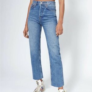 Re/Done High rise Stove pipe jean in Medium Vain